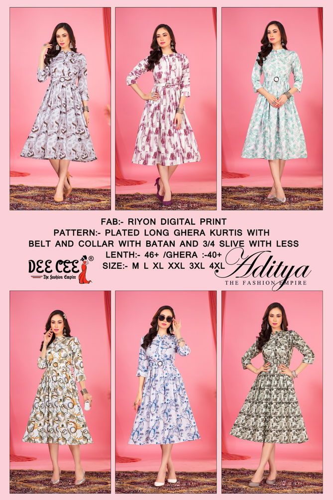 Aditya By Deecee Long Ghera Digital Printed Party Wear Kurtis Exporters In India